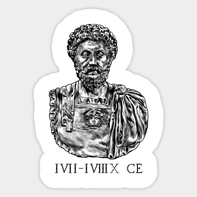 Philosopher King: Tribute to Marcus Aurelius Sticker by Holymayo Tee